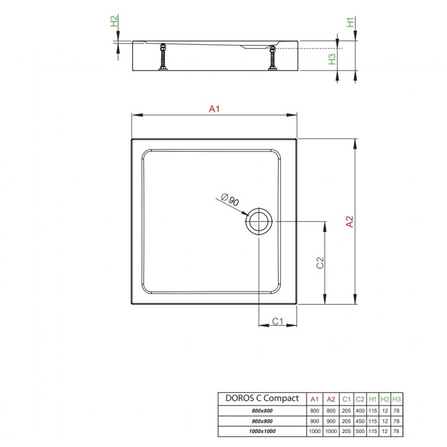 Radaway Kvadr Tveida Du As Paliktnis Doros C Compact X Cm Antrac Ts