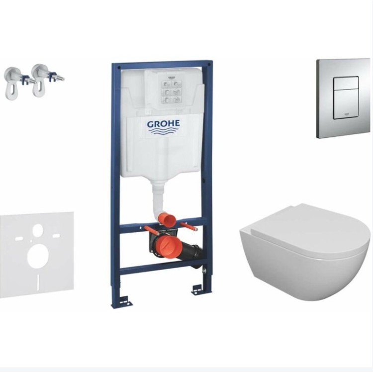 Tualetes poda komplekts Grohe rāmis Rapid SL +poga Skate Cosmopolitan +WC  pods Kielle Oudee Rimless  +vāks Soft Close, 11BA1100