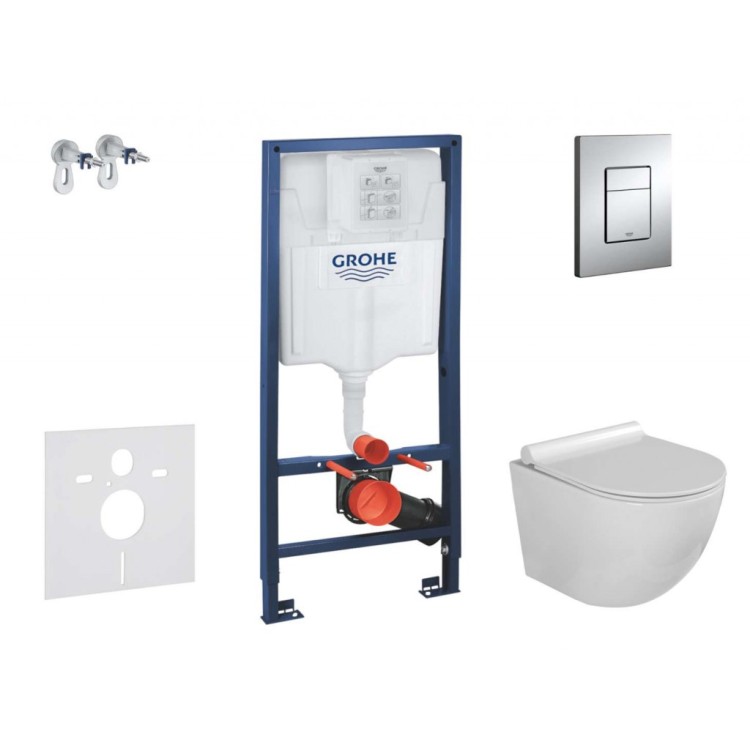 Tualetes poda komplekts Grohe Rapid SL rāmis+WC pods Kielle Gaia Rimless +poga Skate Cosmopolitan+vāks SoftClose,  11BA1103