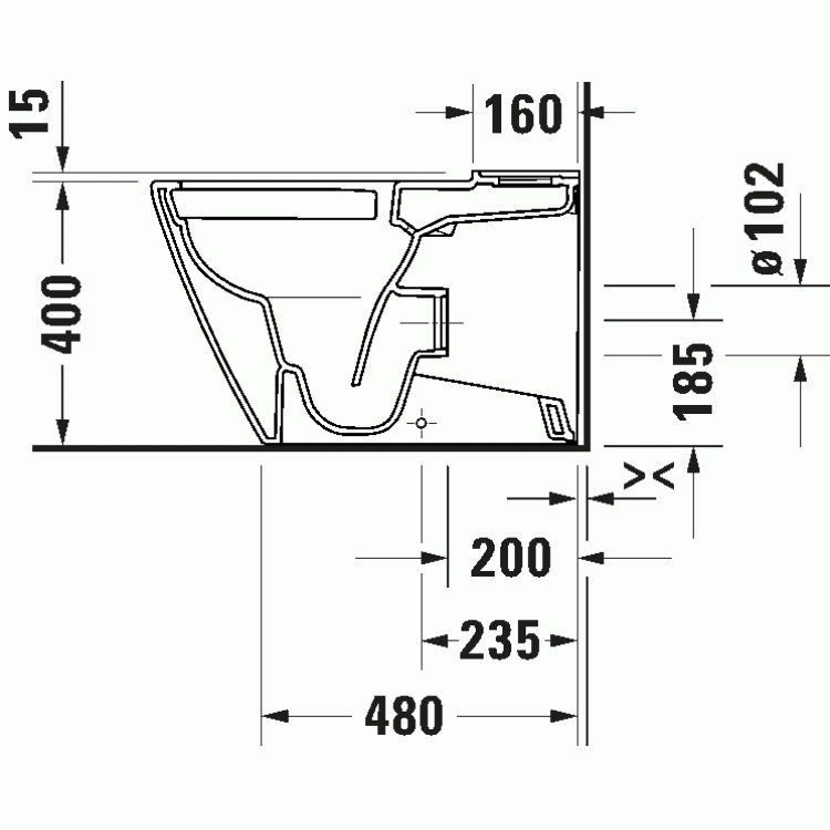 Tualetes pods apakša Duravit D-Neo Rimless, 370x650 mm, bez vāka, universāls izvads, balta