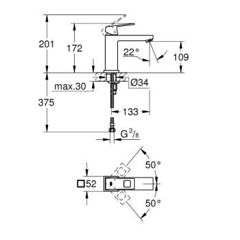 Vannas istabas izlietnes maisītājs Grohe Euroeco Special SSC, iztece 100 mm, hroms