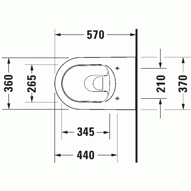 Подвесной унитаз Duravit ME by Starck, без крышки, 370x570 мм, Durafix, белый