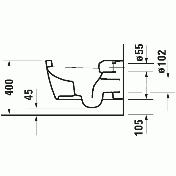 Подвесной унитаз Duravit ME by Starck, без крышки, 370x570 мм, Durafix, белый