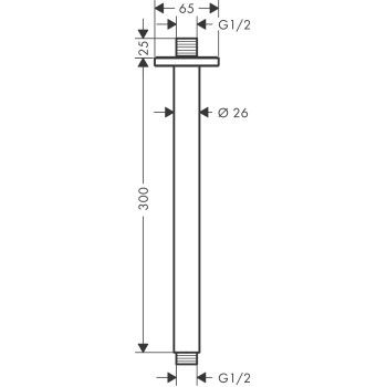 Dušas galvas turētājs Hansgrohe Vernis Shape, h=300 mm, no griestiem, hroms