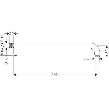 Dušas galvas turētājs Hansgrohe 389 mm, no sienas, hroms