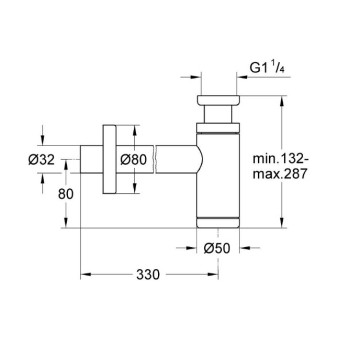 Izlietnes sifons Grohe 1¼ x 32 mm, brushed hard graphite