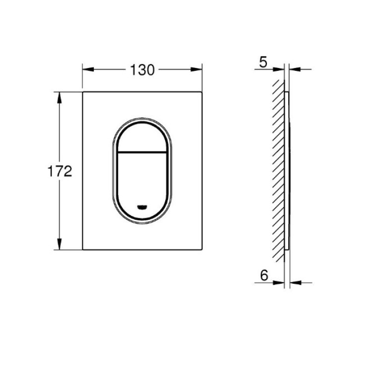 Taustiņš montāžas rāmim Grohe Arena Cosmo duo, 130x172 mm, vertikāls, brushed cool sunrise