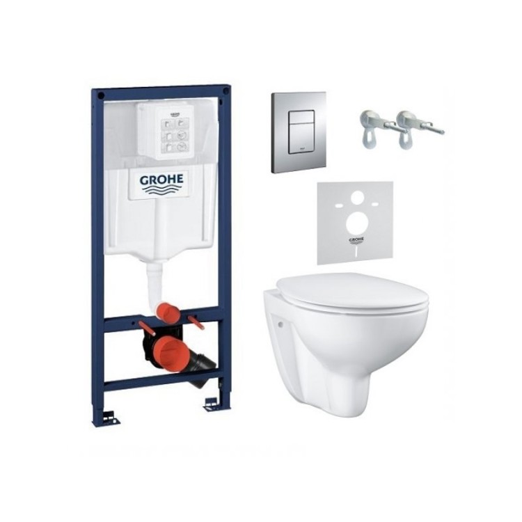 Komplekts Grohe BauCeramic Rimless WC+rāmis Rapid SL+poga Cosmo, 395896000