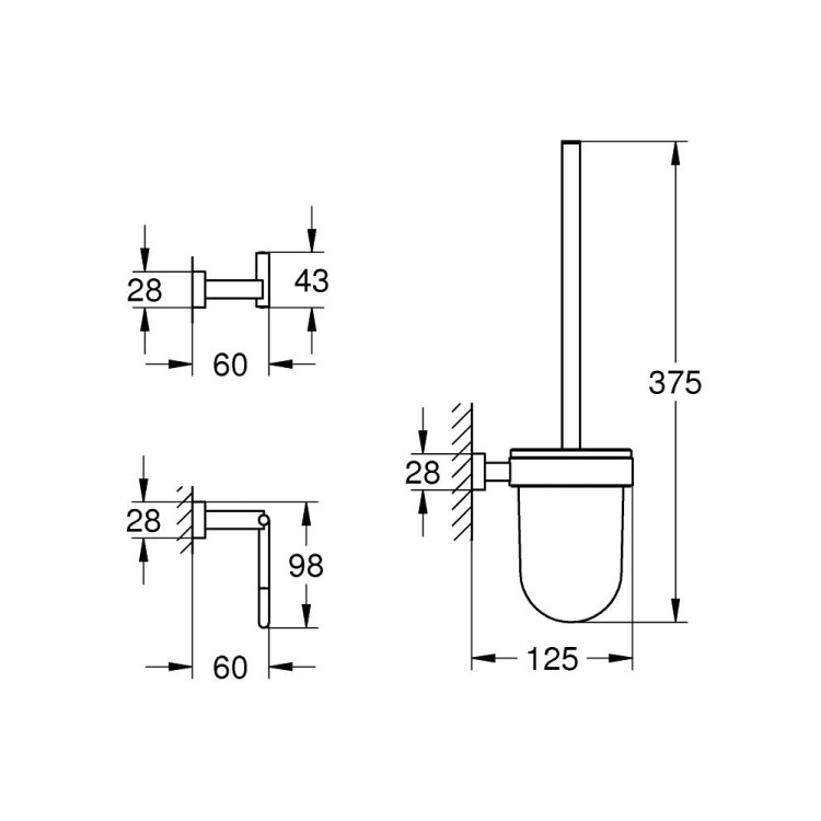 Aksesuāru komplekts Grohe Essentials Cube City 3-in-1, hroms