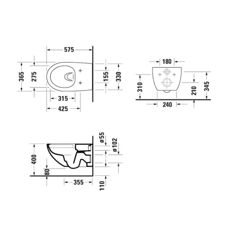 Piekaramais tualetes pods Duravit Architec Rimless, ar SC vāku 365x575 mm, balts