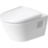 Piekaramais tualetes pods Duravit D-Neo Compact Rilmless 370 x 540 mm, ar vāku, balts