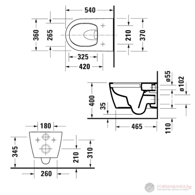 Подвесной унитаз Duravit Soleil by Starck Rimless, 370x540 мм, с крышкой QR/SC, HF, белый