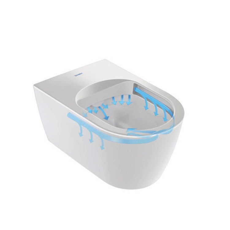 Piekaramais tualetes pods Duravit Starck f Lite Compact Rimless SensoWash, ar vāku, 378x575 mm, balts HG