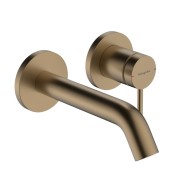 Izlietnes maisītājs Hansgrohe Tecturis S virsapmetuma daļa, 2 caurumu, no sienas, iztece 165 mm, Brushed Bronze