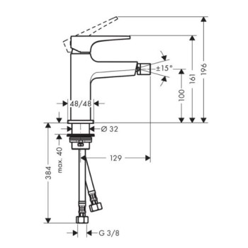 Bide maisītājs Hansgrohe Metropol Loop, ar push-open, hroms