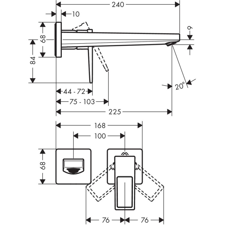 Izlietnes maisītājs Hansgrohe Metropol Loop virsapmetuma daļa, 2 caurumu, iztece 225 mm, hroms