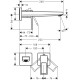 Izlietnes maisītājs Hansgrohe Metropol Loop virsapmetuma daļa, 2 caurumu, iztece 225 mm, hroms