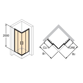 Душевая кабина Huppe Classics 2, 900x900 мм, h=2000, black edition/прозрачное стекло AP