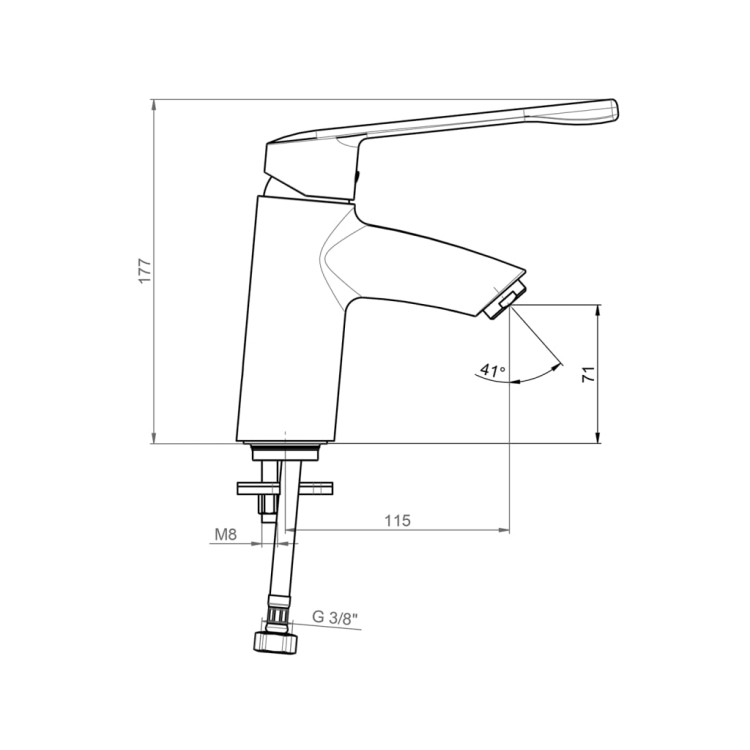 Vannas istabas izlietnes maisītājs Jika Deep, Medical rokturis, h=158 mm, iztece 115 mm, hroms