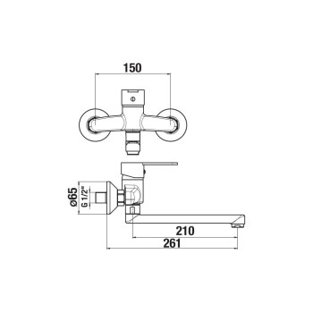 Virtuves maisītājs Jika Lyra Smart, no sienas, iztece 210 mm, hroms