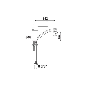 Virtuves maisītājs Jika Lyra Smart, zema iztece 143 mm, hroms