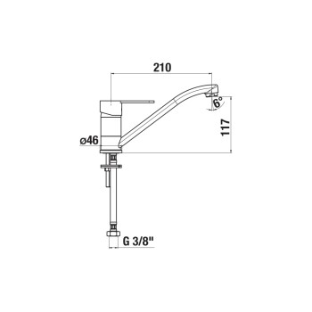 Virtuves maisītājs Jika Lyra Smart, zema iztece 210 mm, hroms