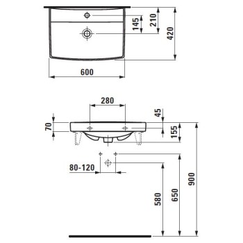 Vannas istabas izlietne Laufen Pro Nordic, 600x420 mm, balta