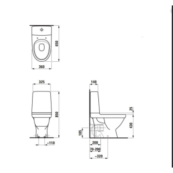 Tualetes pods Laufen Kompas Rimless, 360x650 mm, universāls izvads, bez vāka balts