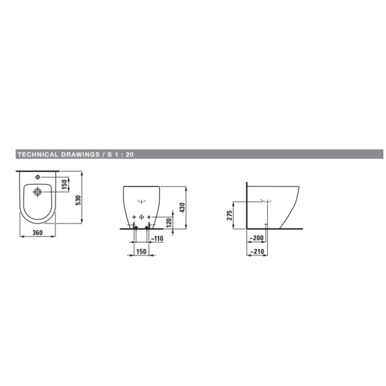 Bide Laufen Pro, 360x530 mm, balts