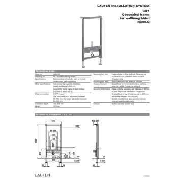 Montāžas rāmis bide Laufen LIS CB1, 525x135 mm, h=1120 mm