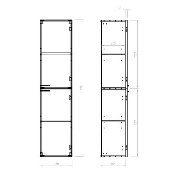 Augstais skapis OZE Celtic 350x1500x305mm Melns Matēts