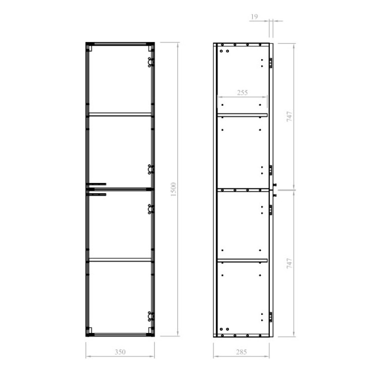 Augstais skapis OZE Celtic 350x1500x305mm Melns Matēts