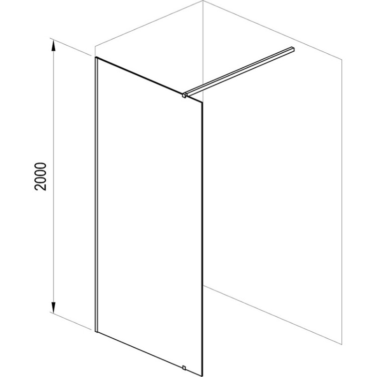 Dušas siena ravak Walk In Wall 100 v.200 Balta Matēta + Caurspīdīga