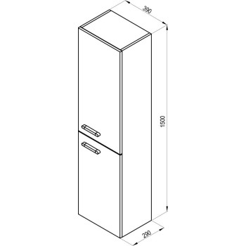 Augstais skapis Ravak SB 390 Chrome II L(kreisais) Balts, Rokturis Balts