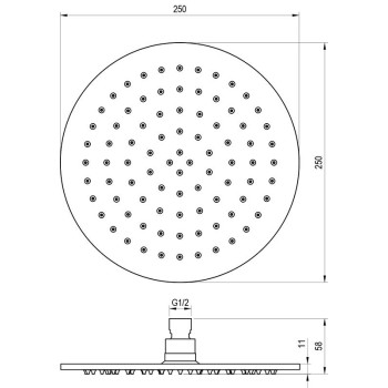 Dušas galva Ravak 985.10WHM 250 mm, Balts metēts