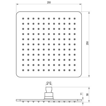 Dušas galva Ravak 986.10WHM 250 mm, Balta matēta