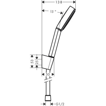 Dušas komplekts Hansgrohe Pulsify 105 1jet, ar turētāju un dušas vadu 1250mm, matēts melns