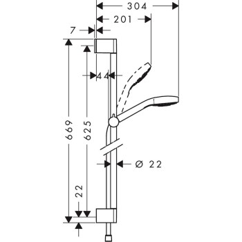 Dušas komplekts Hansgrohe Croma Select E Vario EcoSmart 9l/min/Unica'Croma 0.65m, balts/hroms