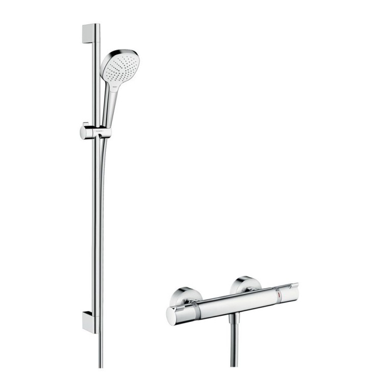 Dušas Klausule Hansgrohe Croma Select E Vario ar dušas stieni 0.90m un termostatu, balts/hroms