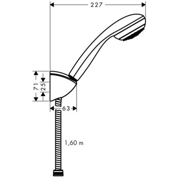 Dušas Klausule Hansgrohe Crometta 85 Mono/Porter'C komplekts: ar turētāju un dušas pievadu 1.60m, hroms