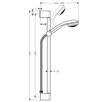 Dušas komplekts Hansgrohe Crometta 85 Mono/Unica'Crometta 0.65m, hroms