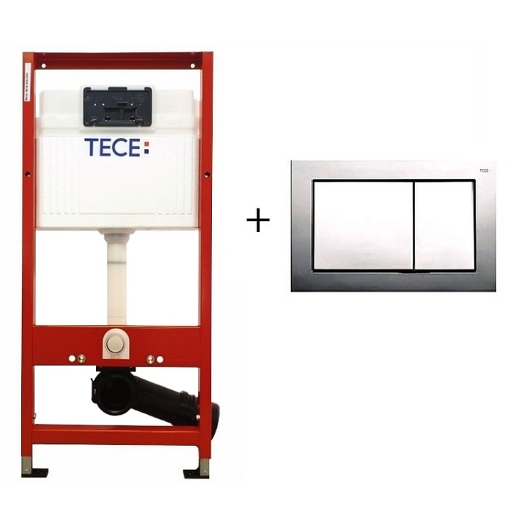 Montāžas rāmis TECEprofil Komplekts ar taustiņu Base WC, hromēts