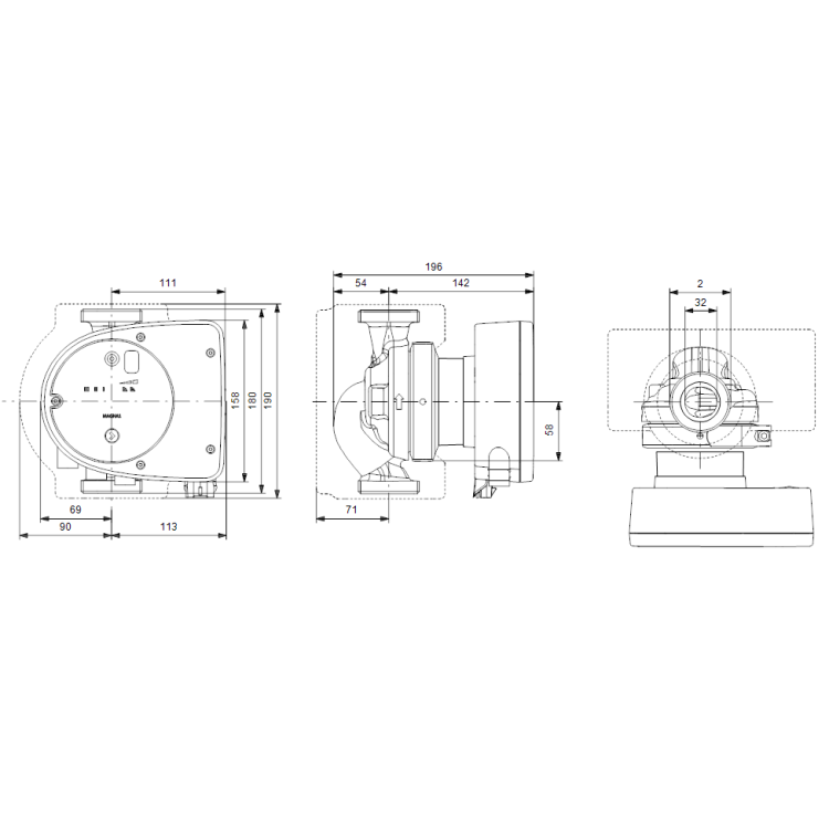 Cirkulācijas sūknis Grundfos MAGNA1 32-60