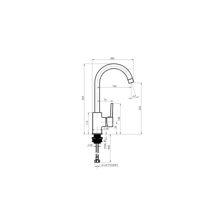 Кухонный смеситель Rubineta Ax-33 AX30008 Хромированный