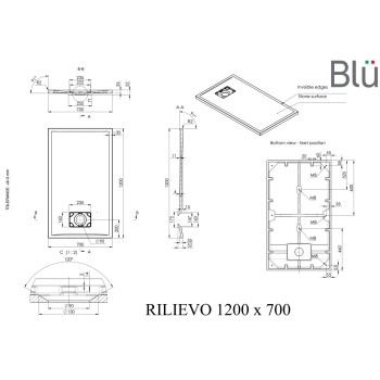 Dušas paliktnis BLU Rilievo Rect 120x70cm