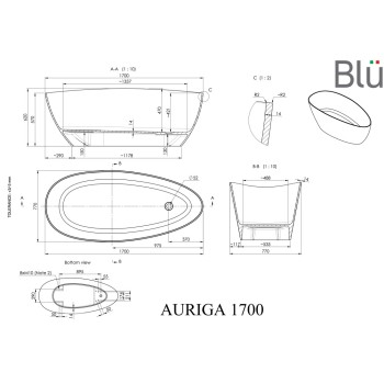 Akmens masas vanna BLU Auriga 170x 77cm