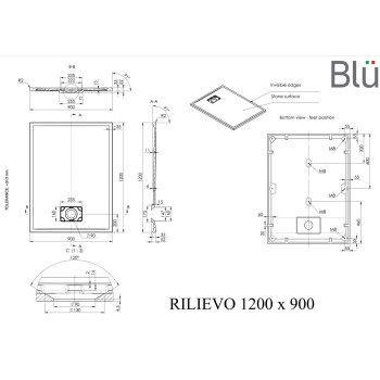 Dušas paliktnis BLU Rilievo Rect 120x90cm