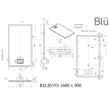 Dušas paliktnis BLU Rilievo Rect 160x90cm