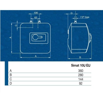 Elektriskais Ūdens Sildītājs (Boilers) Ariston SIMAT 10L, zem izlietnes