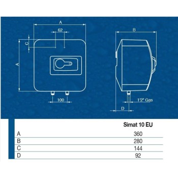 Elektriskais Ūdens Sildītājs (Boilers) Ariston SIMAT 10L, virs izlietnes